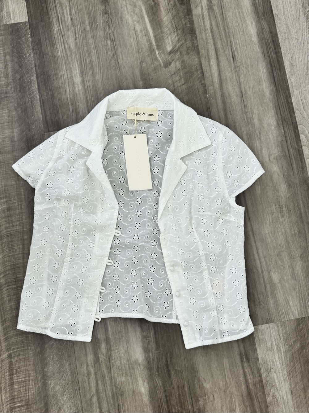 Staple & Hue White Eyelet Button-Down Shirt
